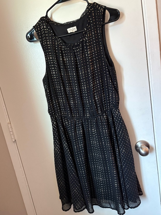 Maison Jules Dresses & Skirts - Maison Jules Black Sleeveless Mini Dress with Gold Dot Print